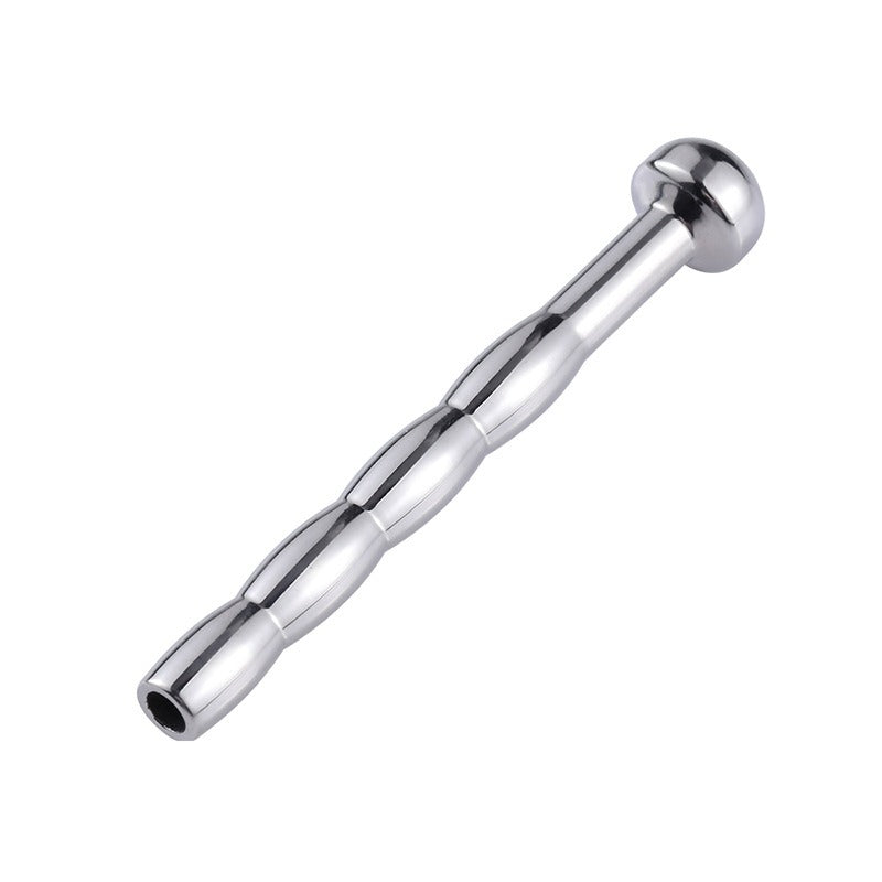 Silver stainless steel metal expansion plug for self-pleasure.