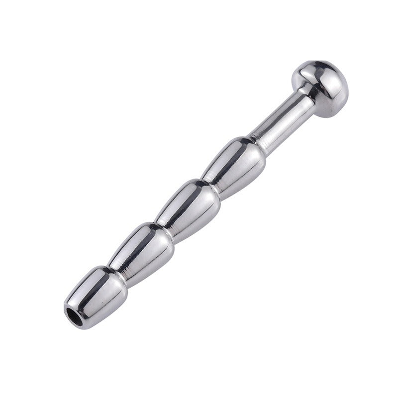 Silver stainless steel metal expansion plug for self-pleasure.