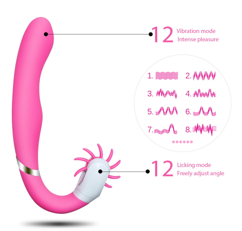 Unique Brushing G Spot Vibrator in pink with dual motors and 12 vibration modes for enhanced clitoris stimulation.