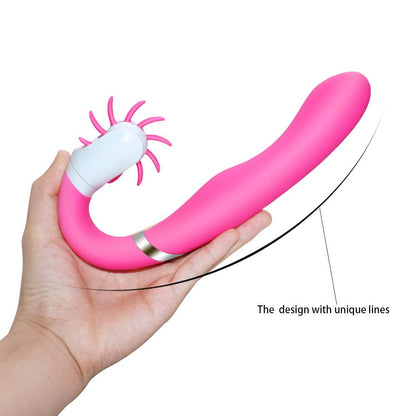 Pink Unique Brushing G Spot Vibrator with Dual Motors in Hand